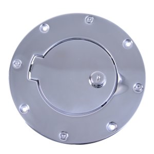 Jeep Wrangler TJ Fuel Tank Cap Door - Rugged Ridge - Locking - Polished Stainless Steel - `97-`06
